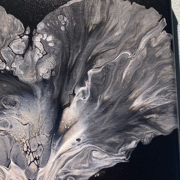 ❌SOLD❌12x12 hand painted Abstract Acrylic fluid pour art canvas painting black - Picture 8 of 10